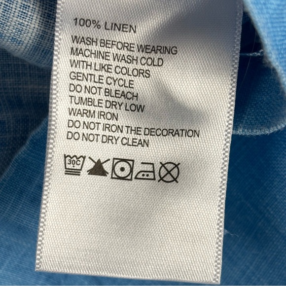 Tommy Bahama Sea Glass Camp Shirt 100% Linen Mens XXL Blue Short Sleeve - Picture 8 of 12